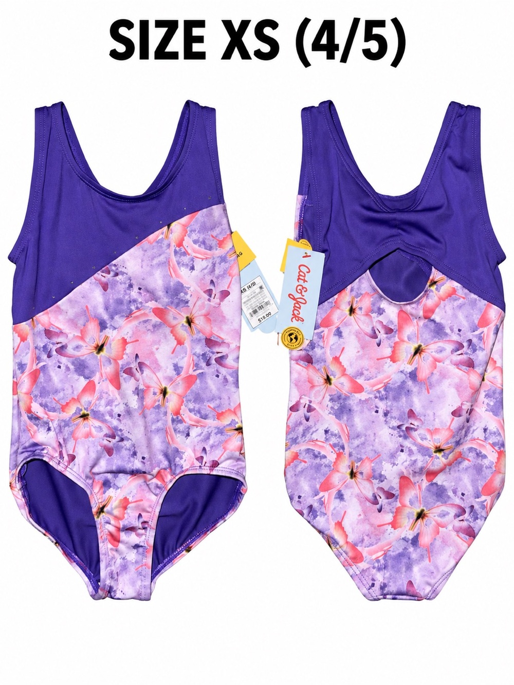 Cat & Jack Purple and Pink Floral Girls' One-Piece Swimsuit